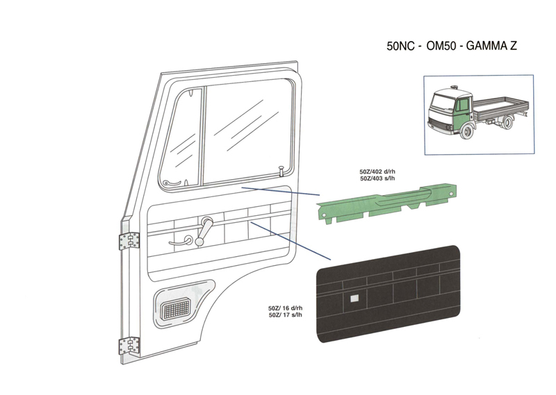 Ricambi cabina Iveco 50NC OM50 Gamma 2