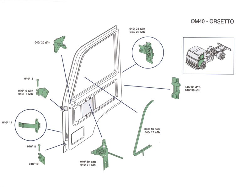 Ricambi cabina Iveco OM40 Orsetto