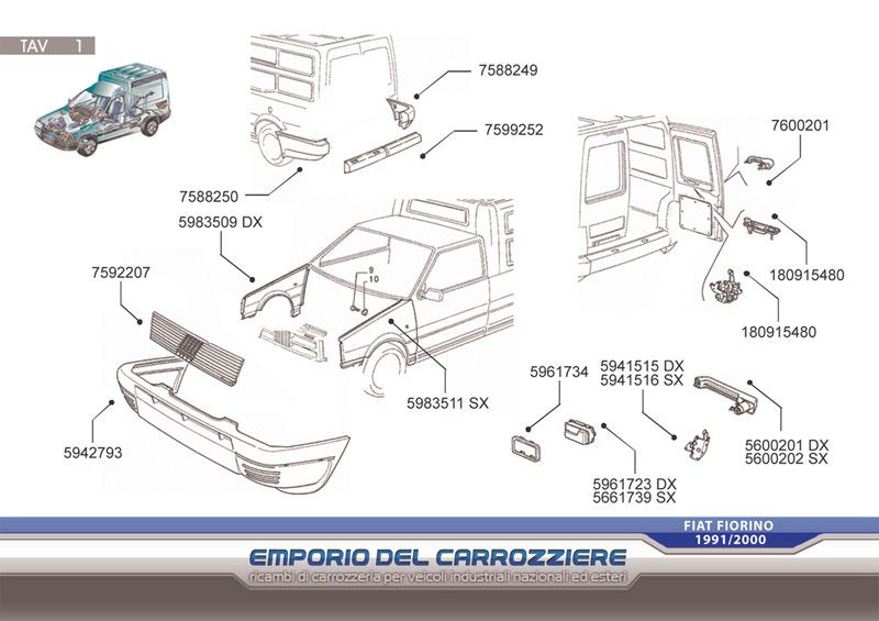 Ricambi carrozzeria Fiat Fiorino